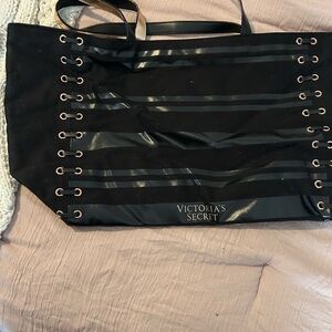 Victoria's Secret Black and Gold Eyelet Tote